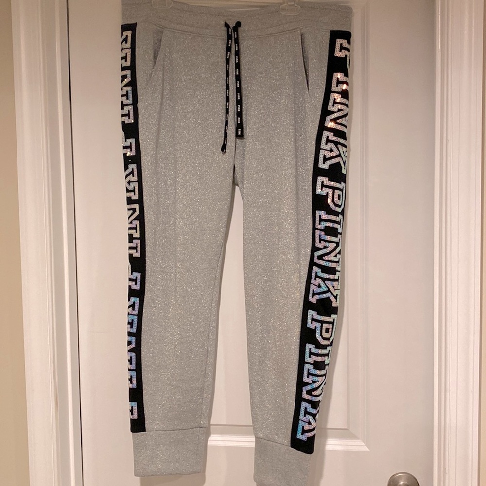 PINK Sequin Bling Jogger Pants